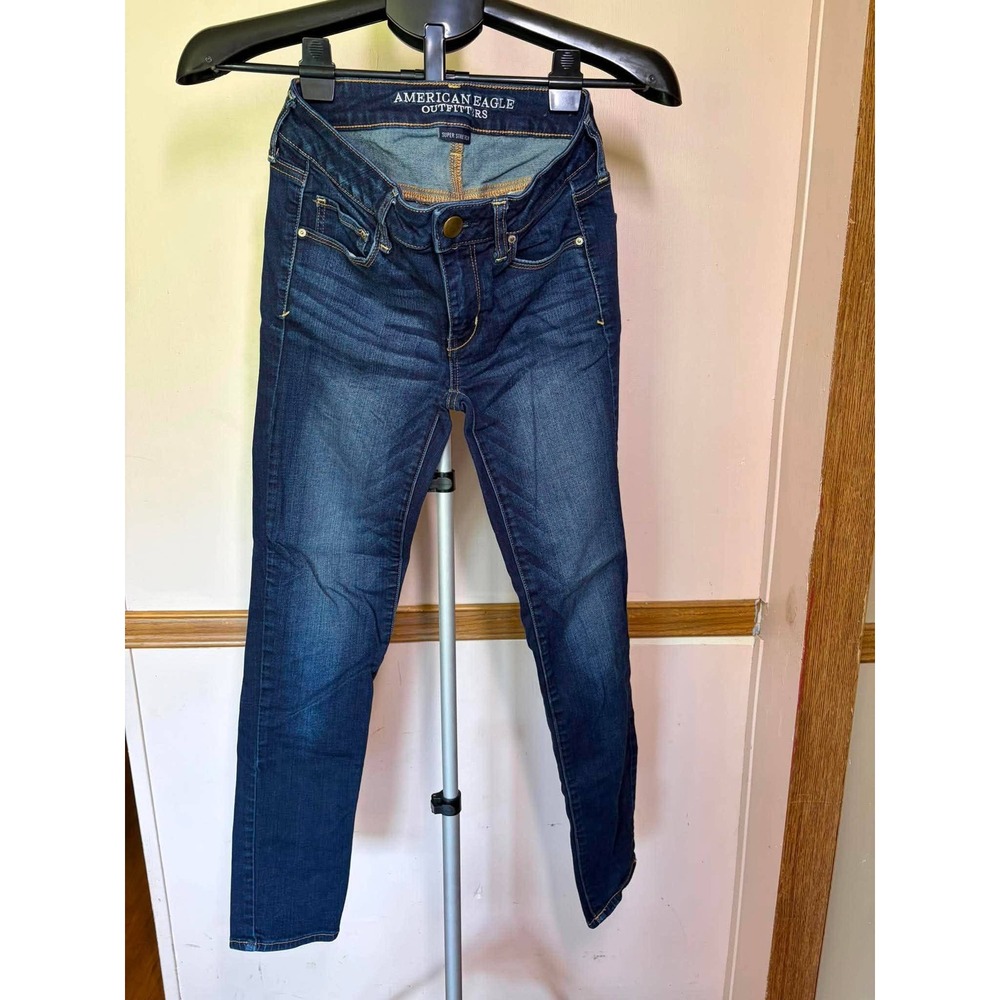 American Eagle Super Stretch Skinny Jeans Dark Wash Blue Womens Size 4 Regular